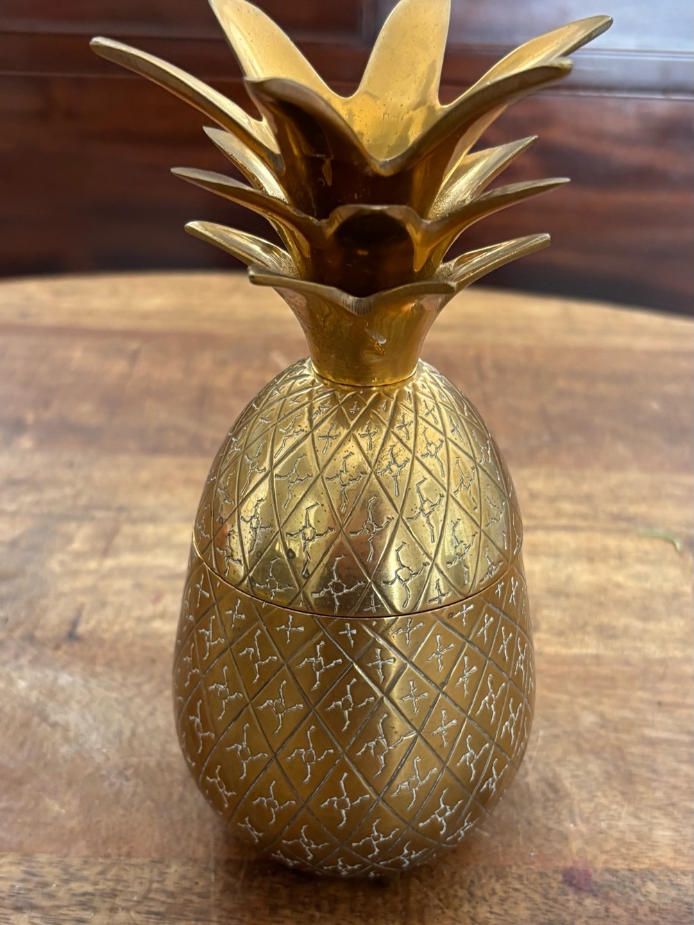 Brass Pineapple Accent box with lid made into candle candle holder